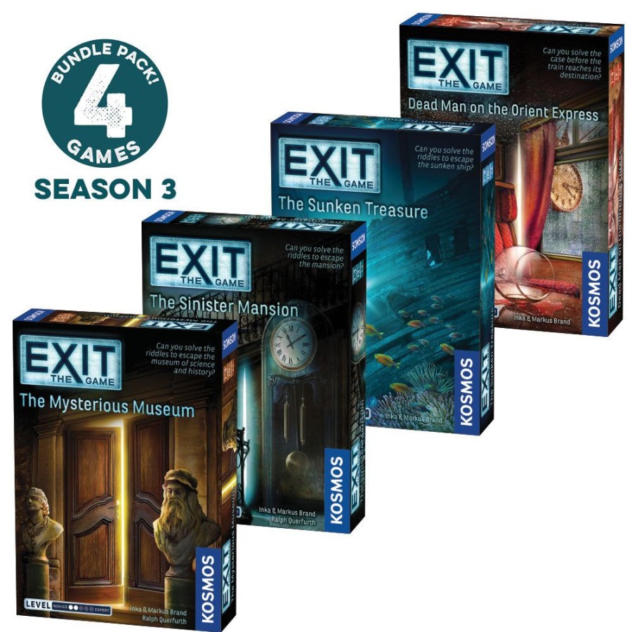 Board Games Thames & Kosmos | Exit: The Game, Season 3. Four-Pack: Dead Man On The Orient Express, The Sinister Mansion, The Sunken Treasure, And The Mysterious Museum