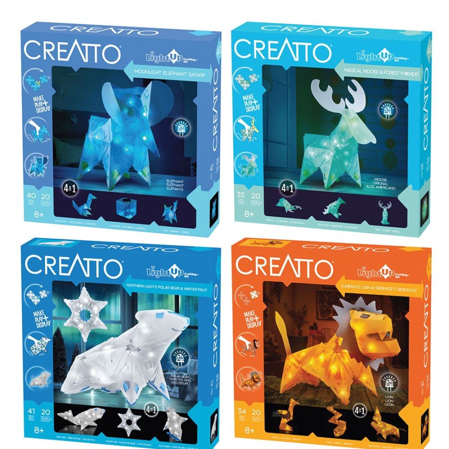 Gift Sets & Bundles Thames & Kosmos | Creatto: 4-Pack Bundle: Magical Moose, Moonlight Elephant, Northern Lights Polar Bear & Luminous Lion