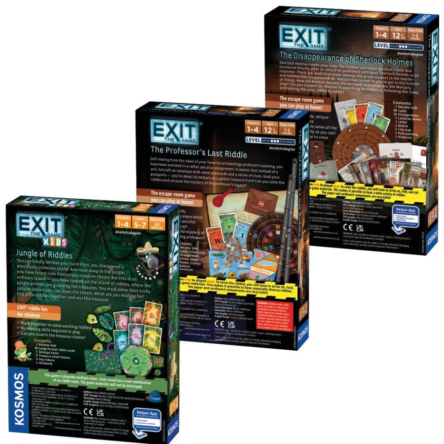 Gift Sets & Bundles Thames & Kosmos | Exit Game 3 Pack Bundle - Exit: Kids - Jungle Of Riddles | Exit: The Professor'S Last Riddle | Exit: The Disappearance Of Sherlock Holmes