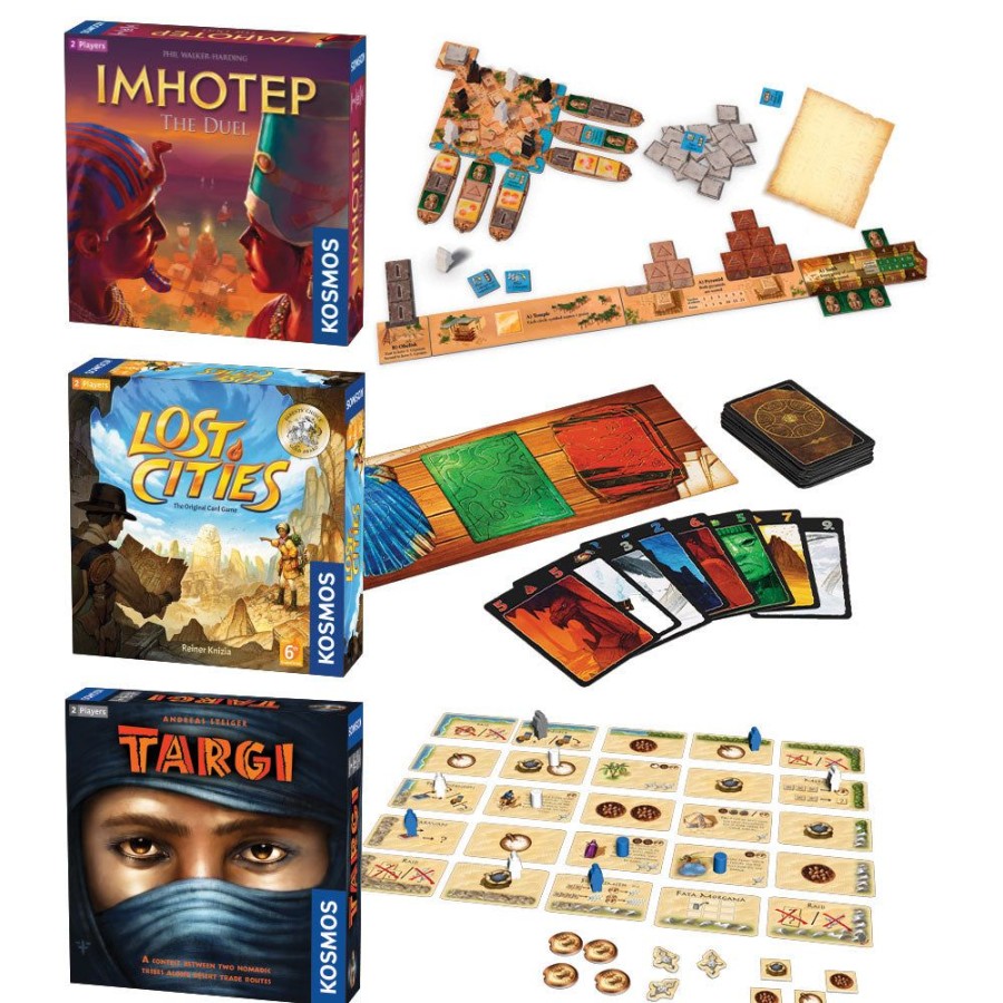 Gift Sets & Bundles Thames & Kosmos | Essential 2-Player Board Game 3-Pack Bundle. Imhotep: The Duel, Targi, Lost Cities Card Game With 6Th Expedition