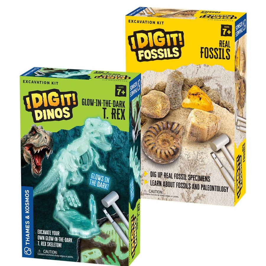 Science Toys & Kits Thames & Kosmos | Thames & Kosmos I Dig It! Excavation Kits | Bundle 2 Items: Glow-In-The-Dark T. Rex And Real Fossils Excavation Kit | Learn About Paleontology, Archaeology, Mineralogy