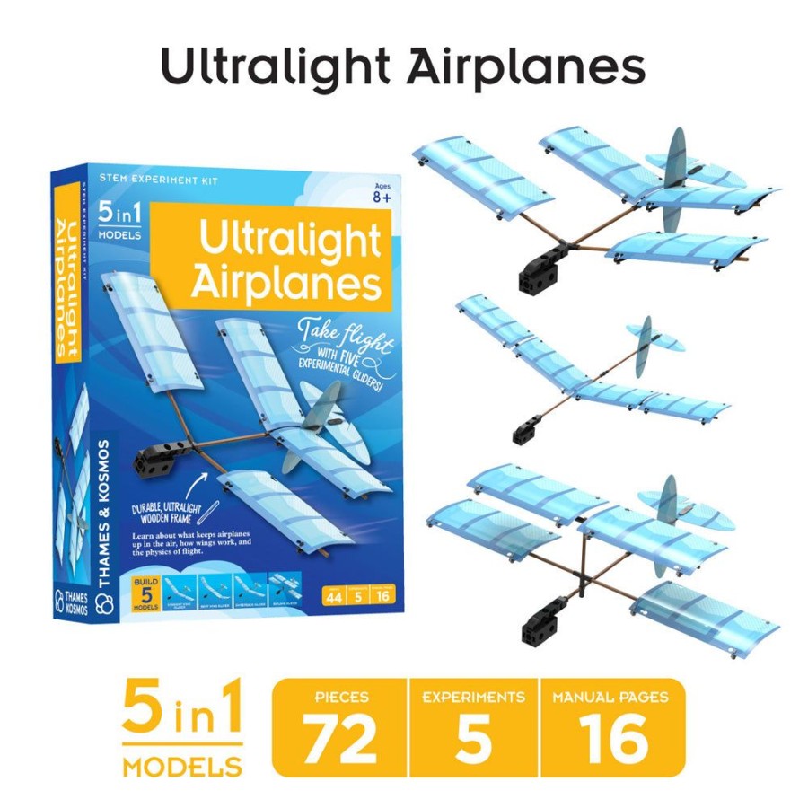 Gift Sets & Bundles Thames & Kosmos | Fun & Educational Engineering 3-Pack. Ultralight Airplanes, Rubber Band Racers, And Solar-Powered Rovers