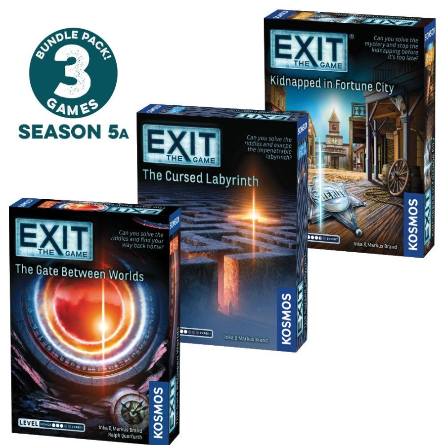 Board Games Thames & Kosmos | Exit: The Game, Season 5A Three-Pack: The Gate Between Worlds, The Cursed Labyrinth & Kidnapped In Fortune City