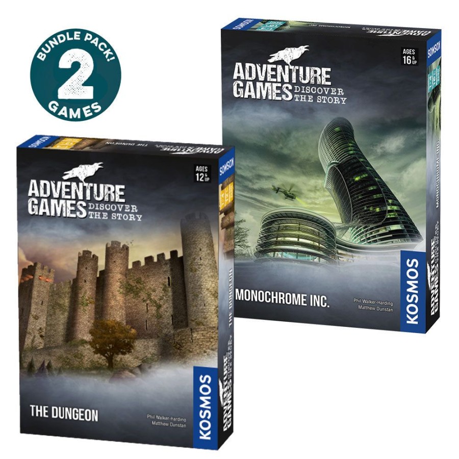 Board Games Thames & Kosmos | Adventure Games 2-Pack Bundle: The Dungeon & Monochrome Inc.