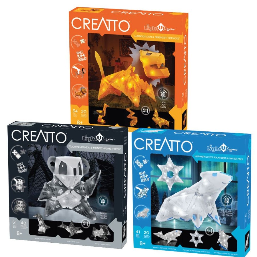 Gift Sets & Bundles Thames & Kosmos | Creatto 3-Pack Bundle: Northern Lights Polar Bear & Winter Pals, Luminous Lion & Serengeti Sidekicks, And Glowing Panda & Monochrome Crew