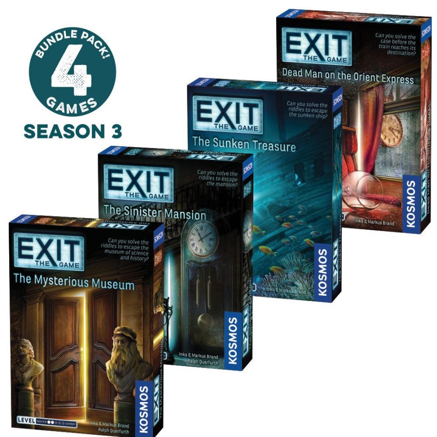 Board Games Thames & Kosmos | Exit: The Game, Season 3. Four-Pack: Dead Man On The Orient Express, The Sinister Mansion, The Sunken Treasure, And The Mysterious Museum