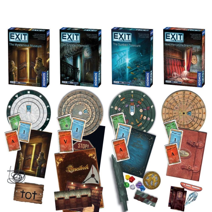 Board Games Thames & Kosmos | Exit: The Game, Season 3. Four-Pack: Dead Man On The Orient Express, The Sinister Mansion, The Sunken Treasure, And The Mysterious Museum