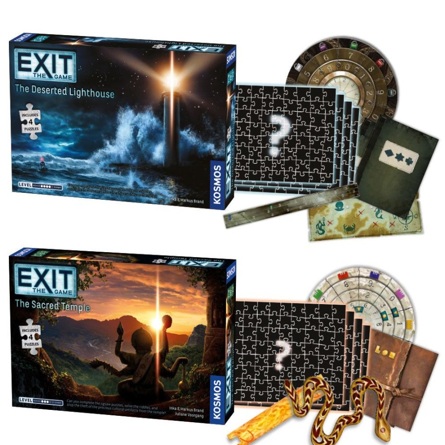 Board Games Thames & Kosmos | Exit: The Game Season 5B With Jigsaw Puzzles 2-Pack | Exit: The Sacred Temple & Exit: The Deserted Lighthouse